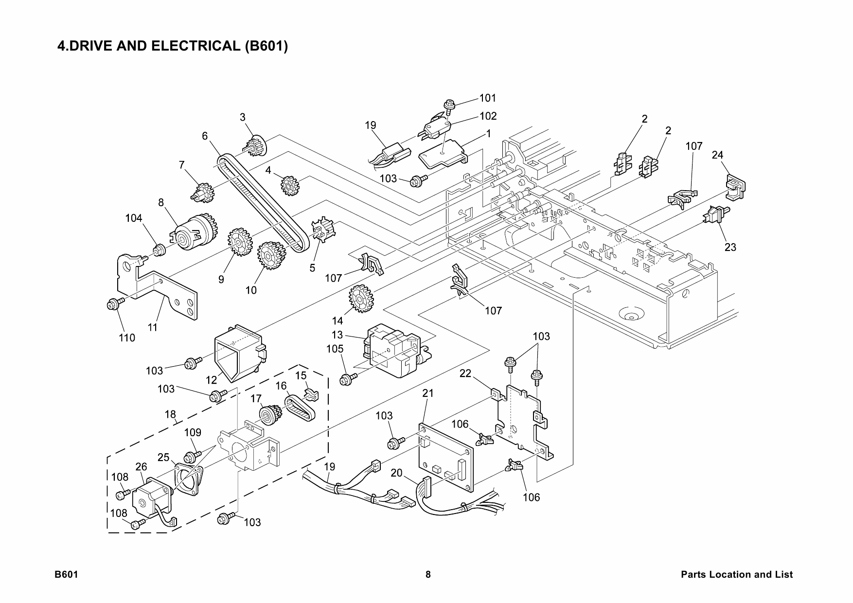 RICOH Options B601 1-TRAY-PAPER-FEED-UNIT Parts Catalog PDF download-5